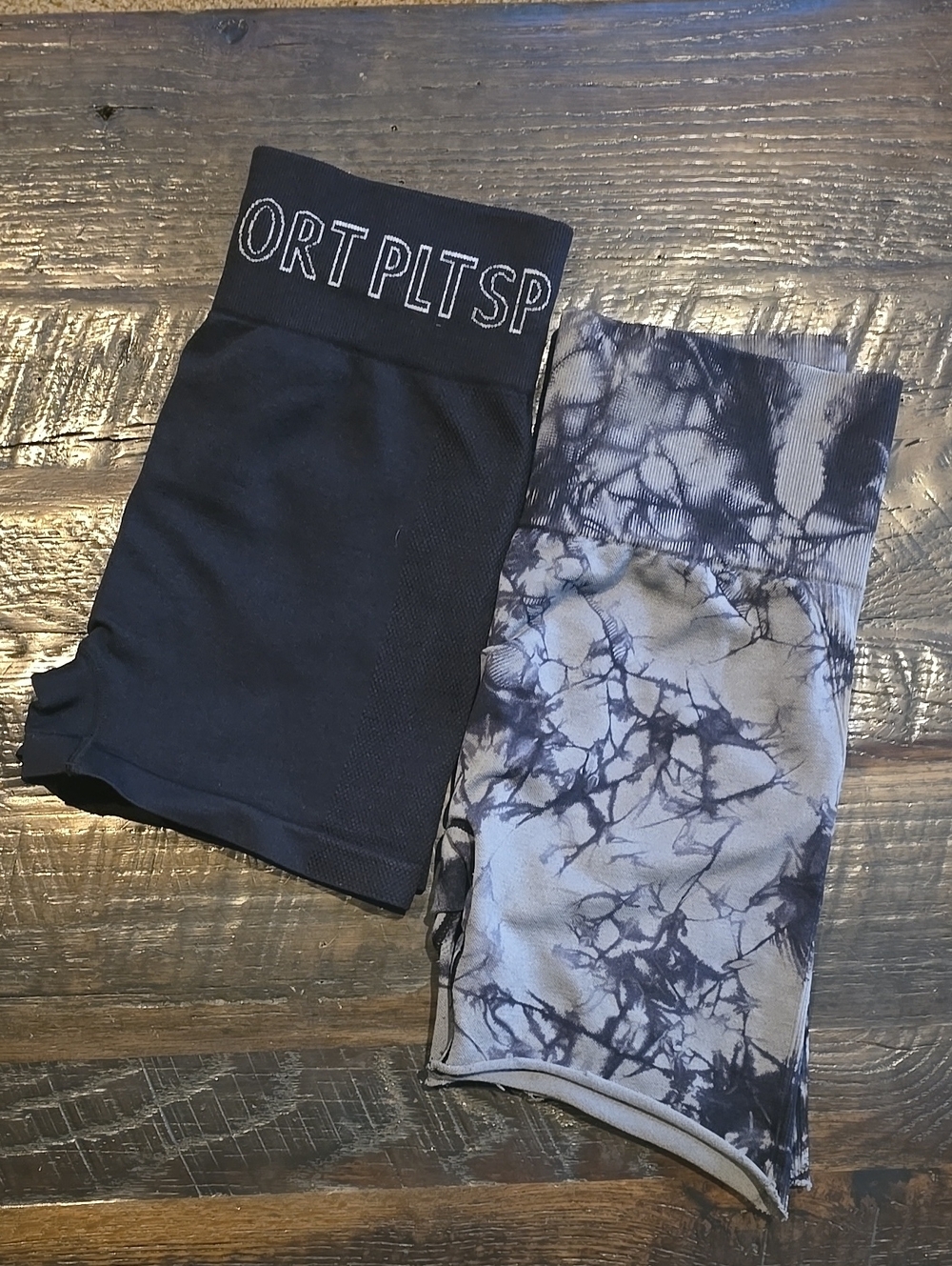 Athletic Bike Shorts Bundle: Tie-Dye Active Shorts and All Black